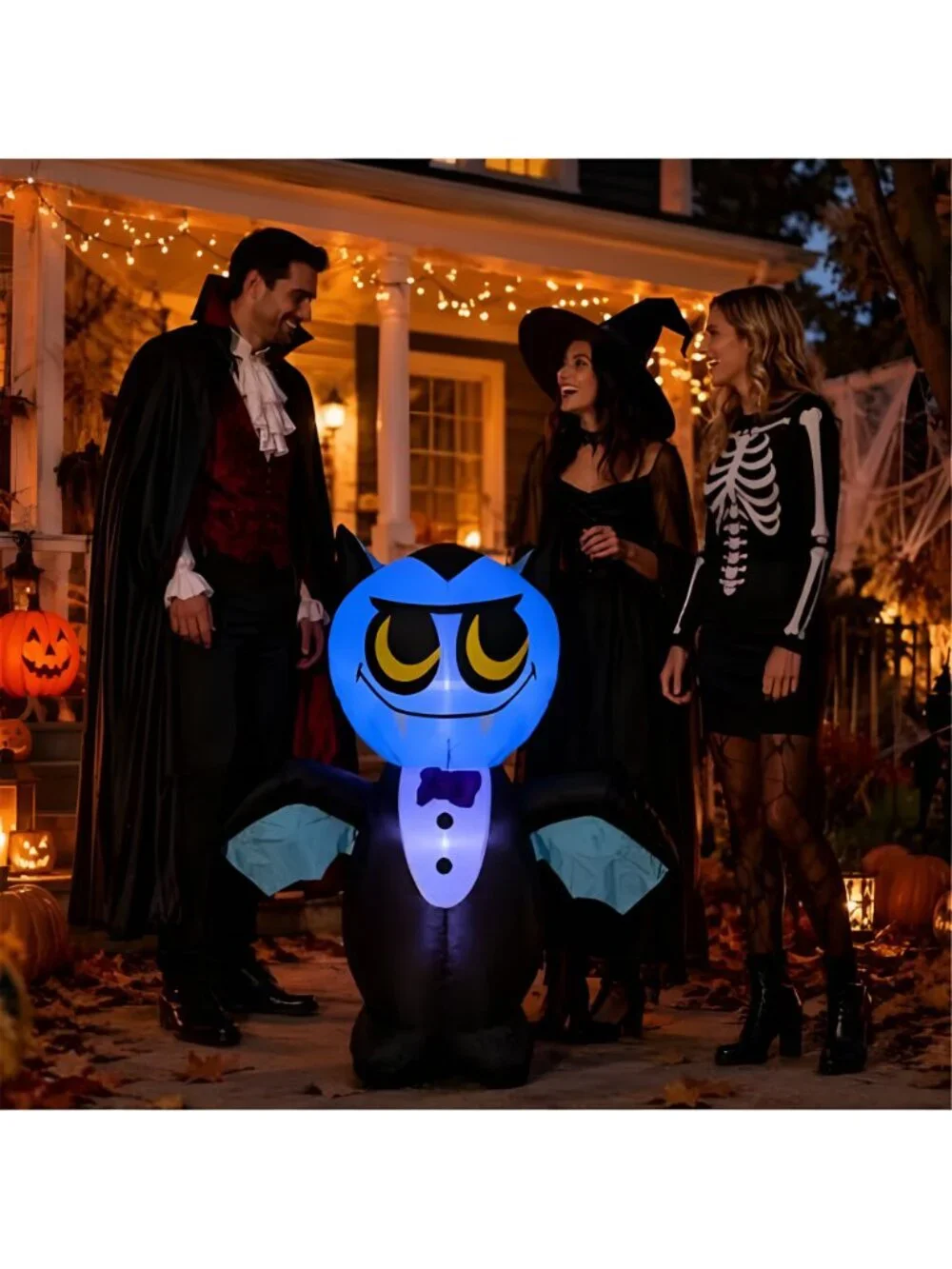 4FT Halloween Inflatable Vampire Bat Decoration with LED Lights, Cute Blow Up